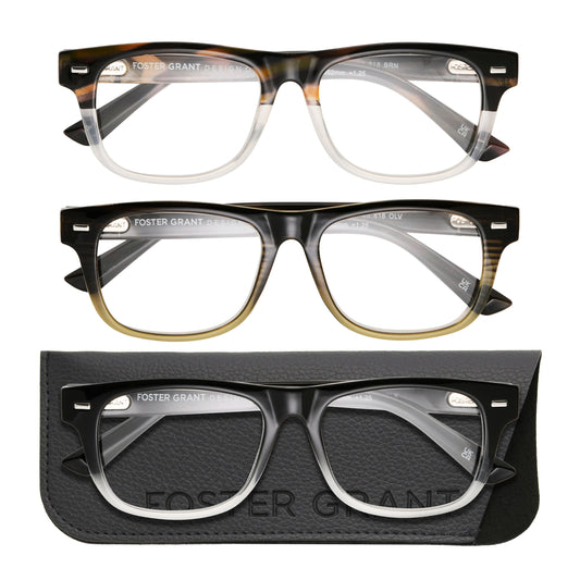 Design Optics by Foster Grant #818 Square Way Style Reading Glasses, 3-pack