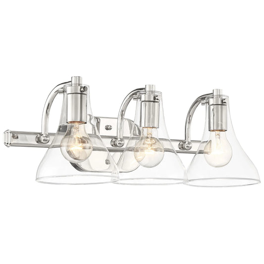 Possini Euro Design Sorren Industrial Modern Wall Light Polished Chrome Hardwire 20 1/2" 3-Light Fixture Clear Glass for Bedroom Bathroom Vanity Home