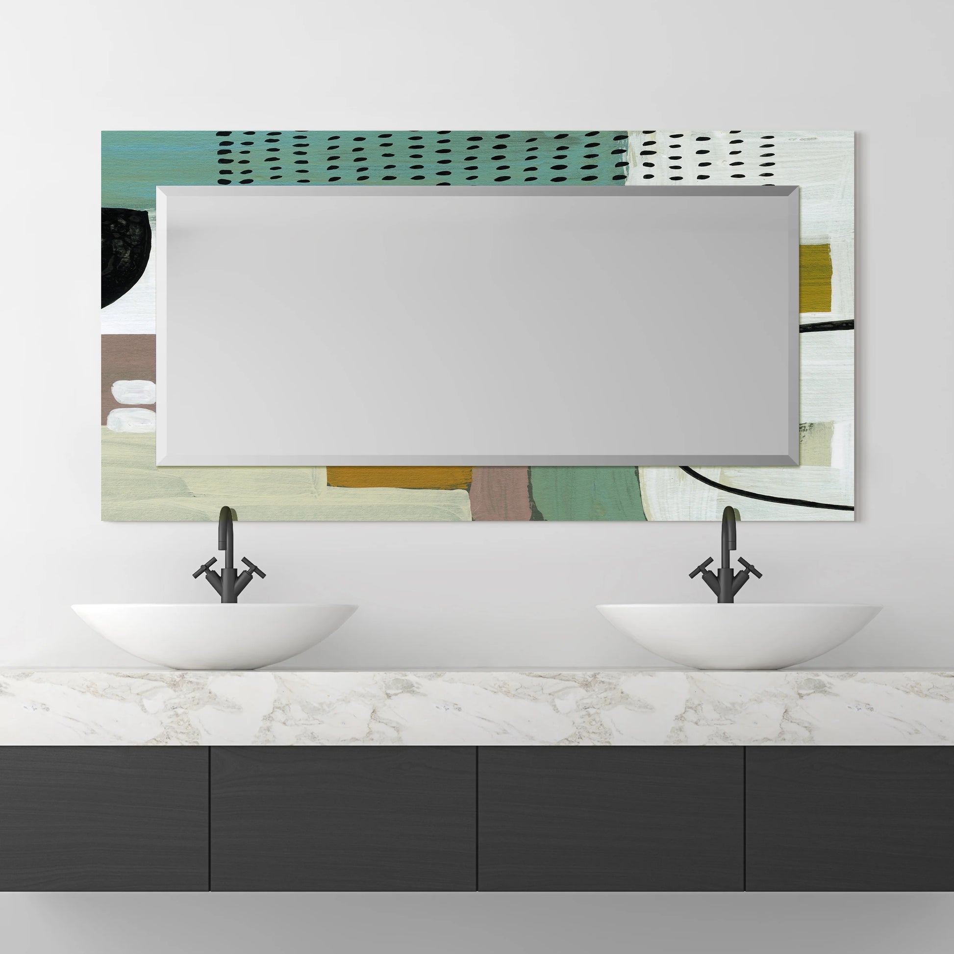 Empire Art Direct TAM-140604-5428 'Introductions'Rectangular Beveled Mirror on Free Floating Printed Tempered Art Glass