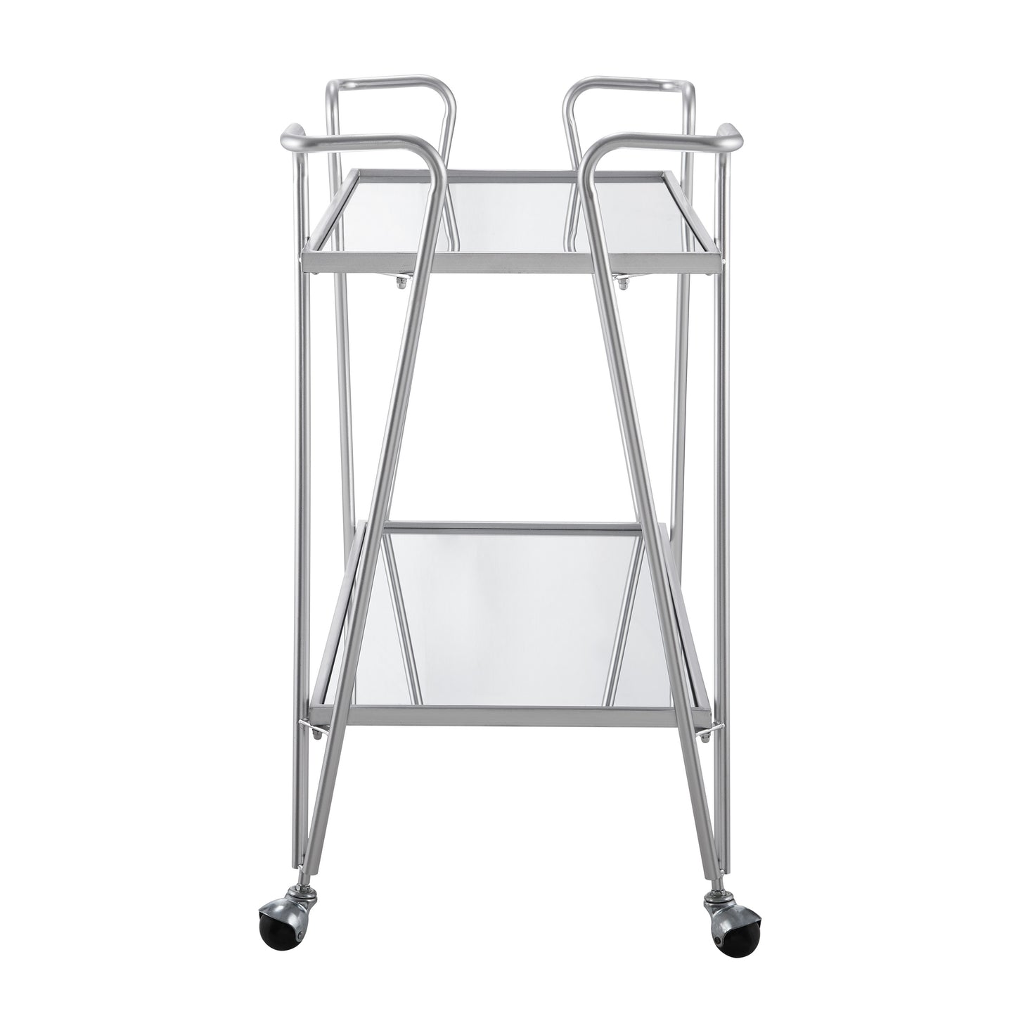 Linon 2-Tier Mobile Metal & Glass Bar Cart, 32.5" H, Chrome