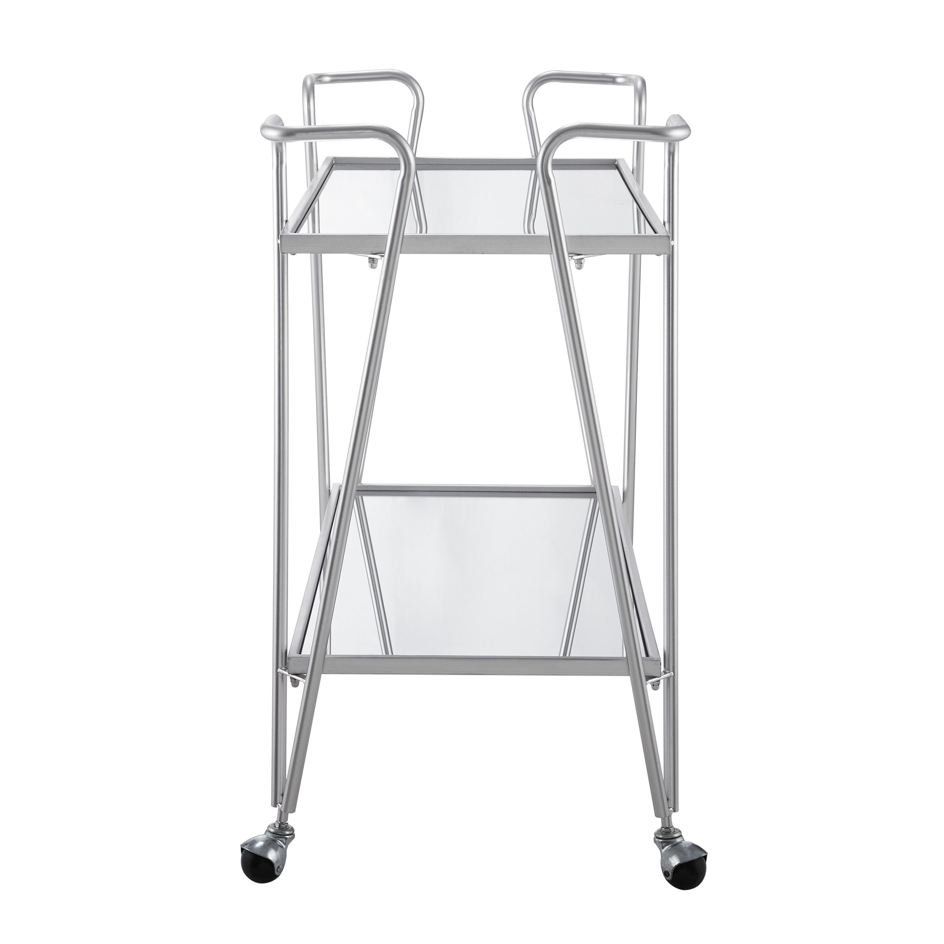 Linon 2-Tier Mobile Metal & Glass Bar Cart, 32.5" H, Chrome