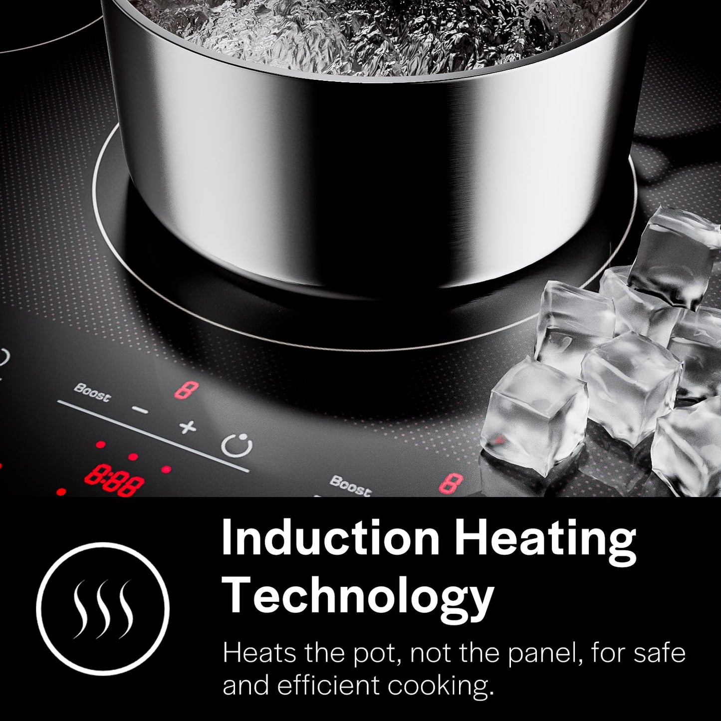 Empava 36 in. Electric Stove Induction Cooktops with 5 Power Boost Heating Elements Smooth Surface Vitro Ceramic Glass in Black