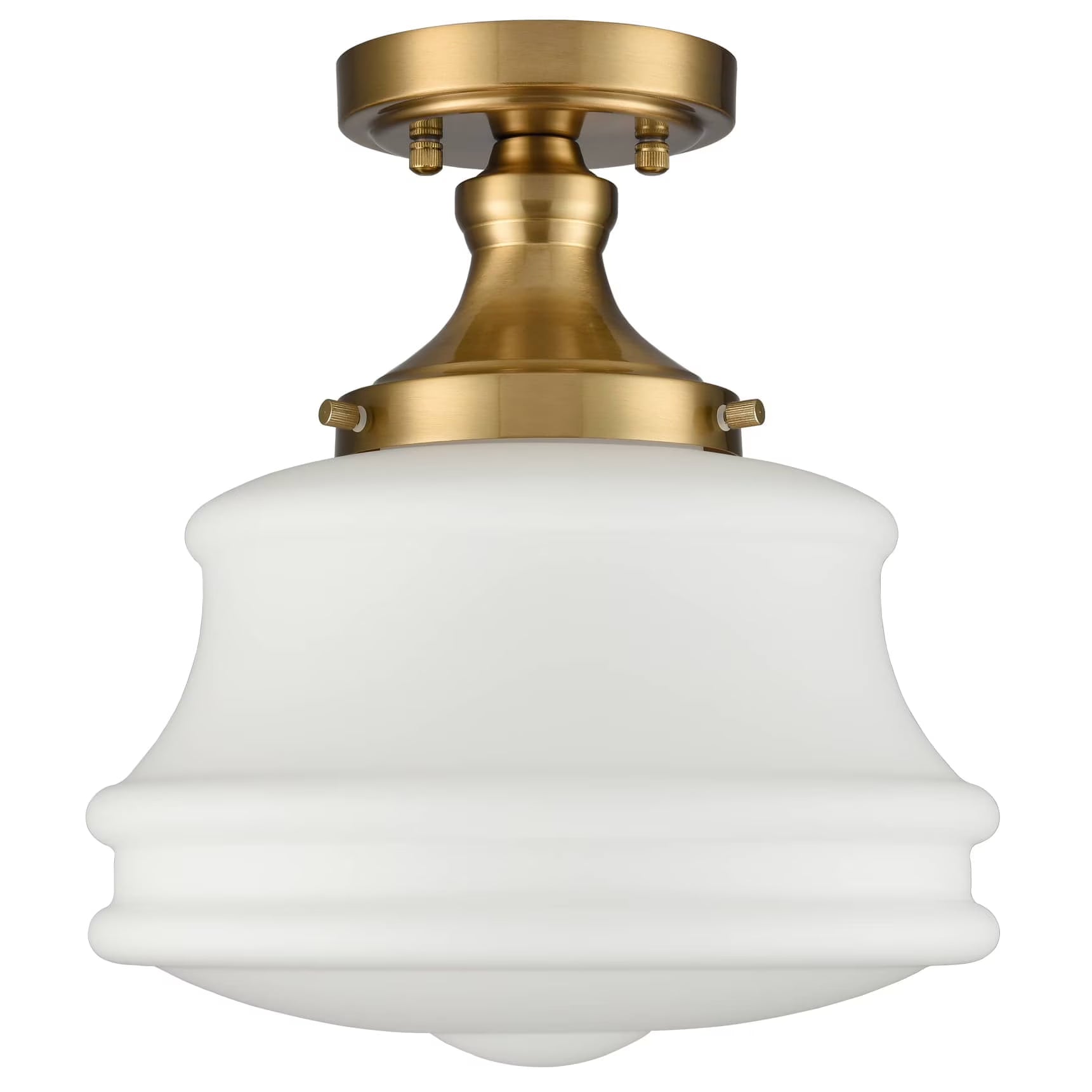 Modern Semi Flush Mount Ceiling Light Gold Hallway Light Fixture Opal Milk Glass
