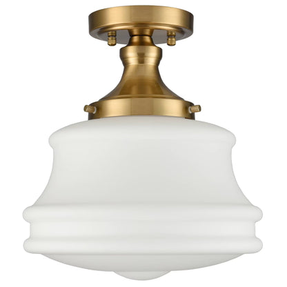 Modern Semi Flush Mount Ceiling Light Gold Hallway Light Fixture Opal Milk Glass