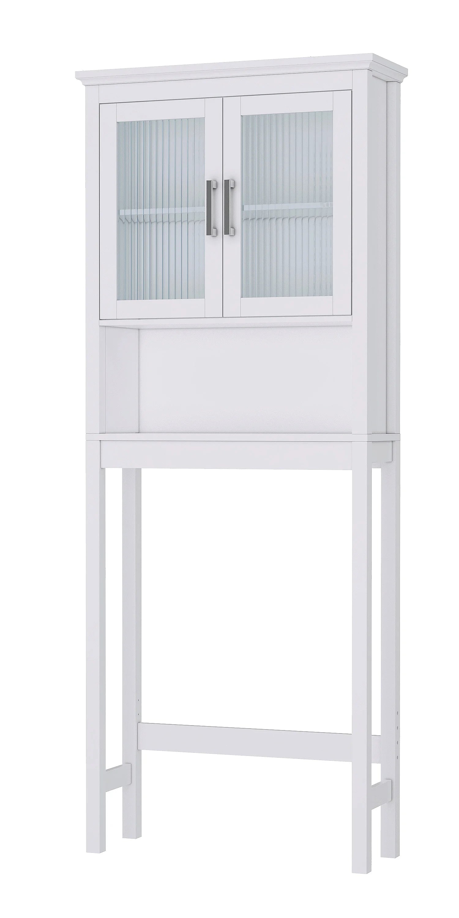 Spirich Bathroom Cabinets over the Toilet Shelf, Freestanding Space Saver Organizer with Tempered Glass for Bathroom White