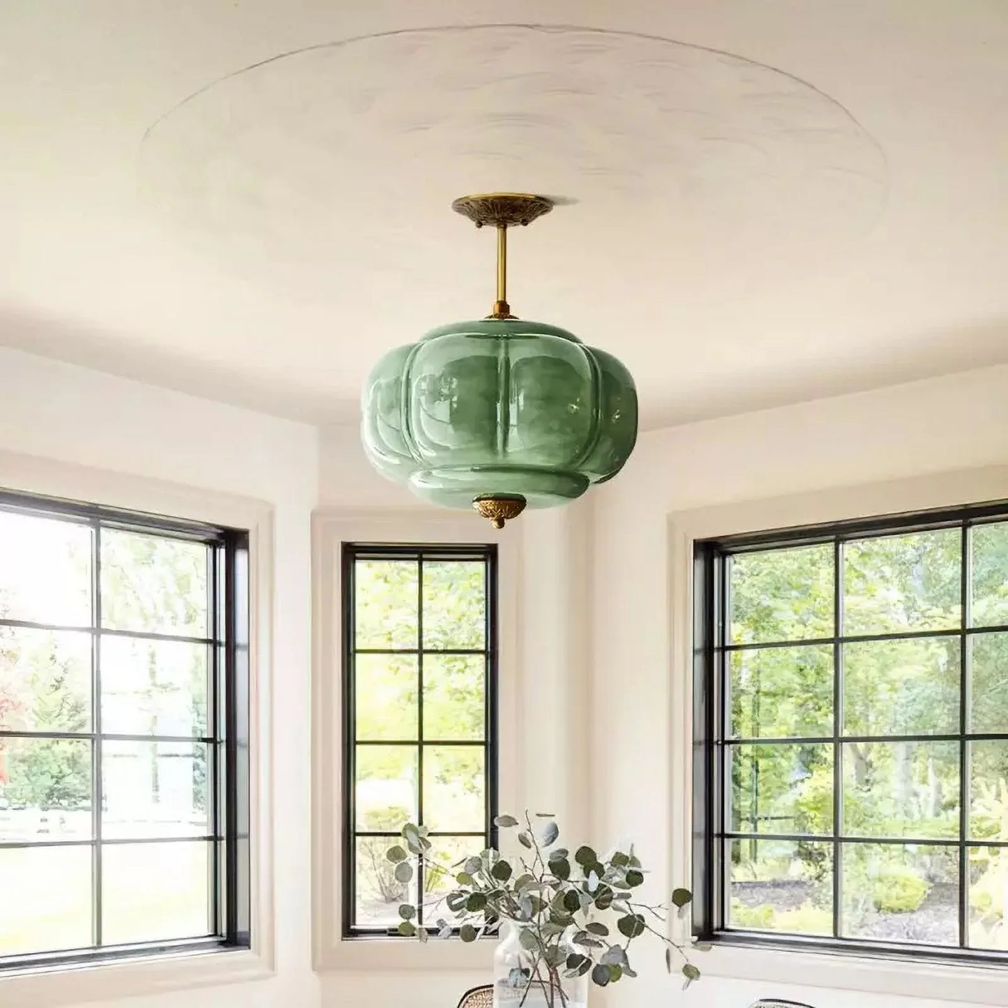 Arturesthome Eloise Scallop Milk Glass Semi-Flush Mount Pendant Ceiling Light