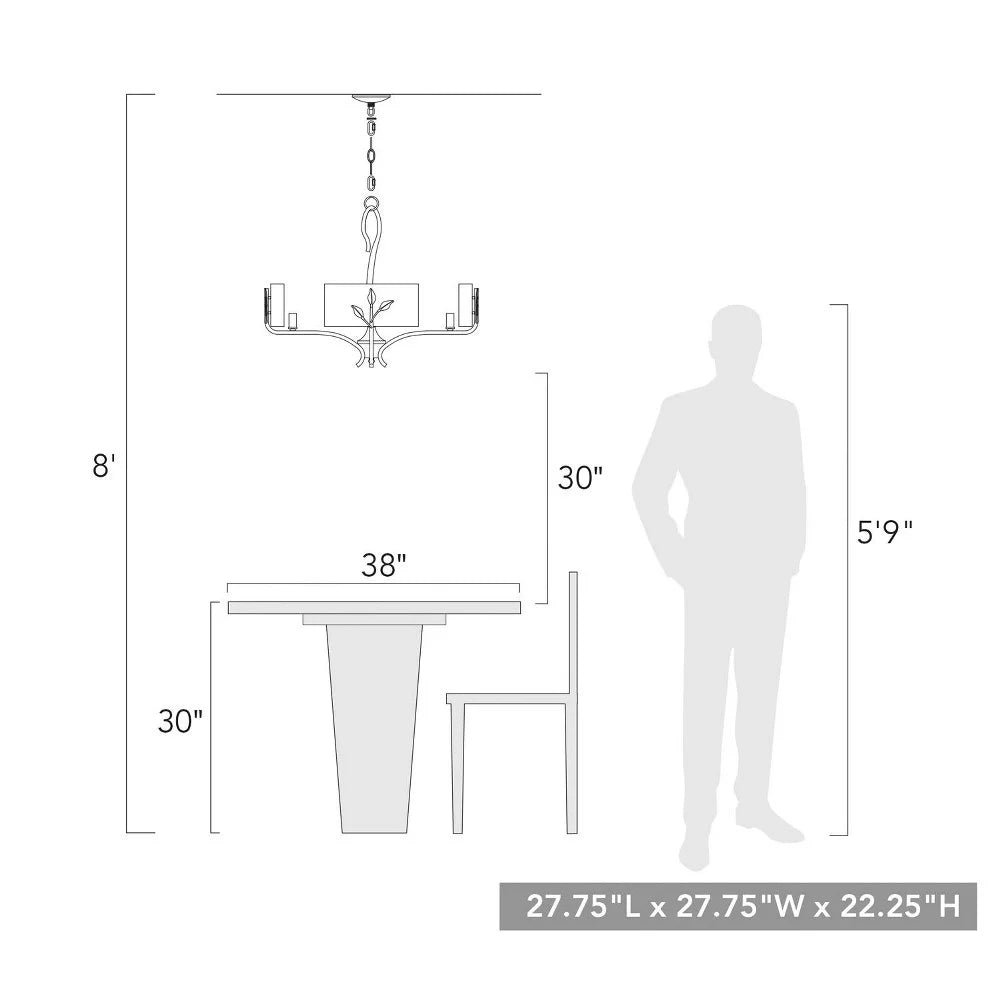 Calla 6-Light Chandelier in Natural Black with Hammered Water Glass