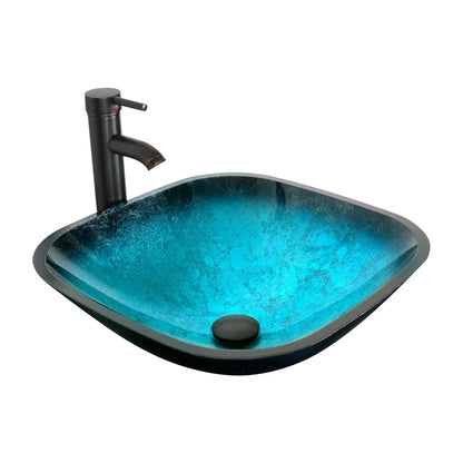 Eclife 16.5" Square Glass Vessel Sink