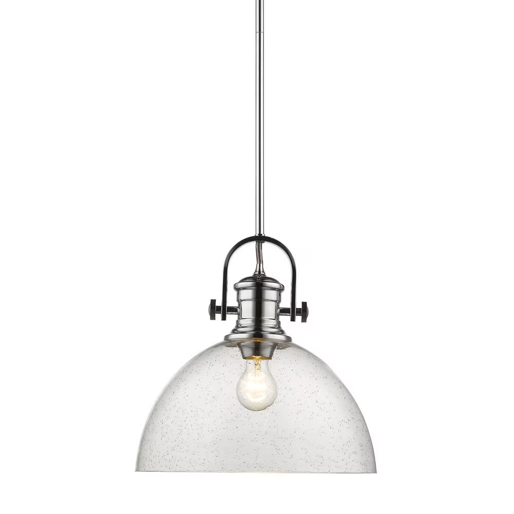Hines 1 Light Pendant in Chrome with Seeded Glass