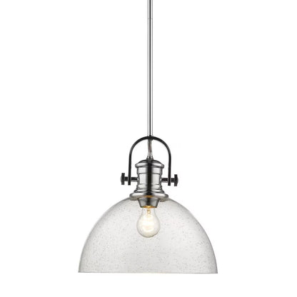 Hines 1 Light Pendant in Chrome with Seeded Glass