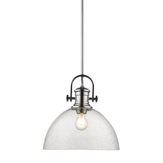 Hines 1 Light Pendant in Chrome with Seeded Glass