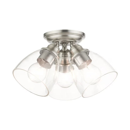 Livex Lighting Montgomery 3-Light Metal & Glass Flush Mount in Black