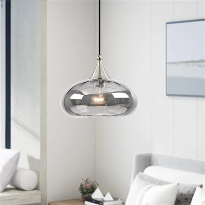 Livex Lighting 11" 1-Light Smoke Glass & Metal Single Pendant in Brushed Nickel