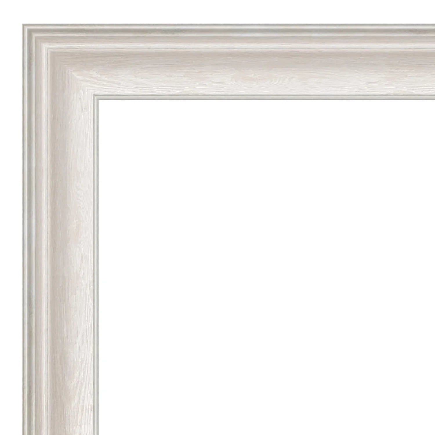 Amanti Art Wall Mounted Framed Vanity Mirror, Glass Size 40x30, Trio White Wash Silver
