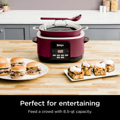 Ninja Foodi Possible Cooker, 8.5 Quart, 6-in-1 Multi-Cooker, Slow Cooker, Steamer, Glass Lid Integrated Cooking Utensil, Nonstick, Oven Safe Pot to 500° F, Cherry Tarte, MC1000WM