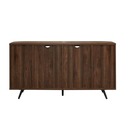 Walker Edison Modern Curved Edge Fluted Glass Door Sideboard Dark Walnut