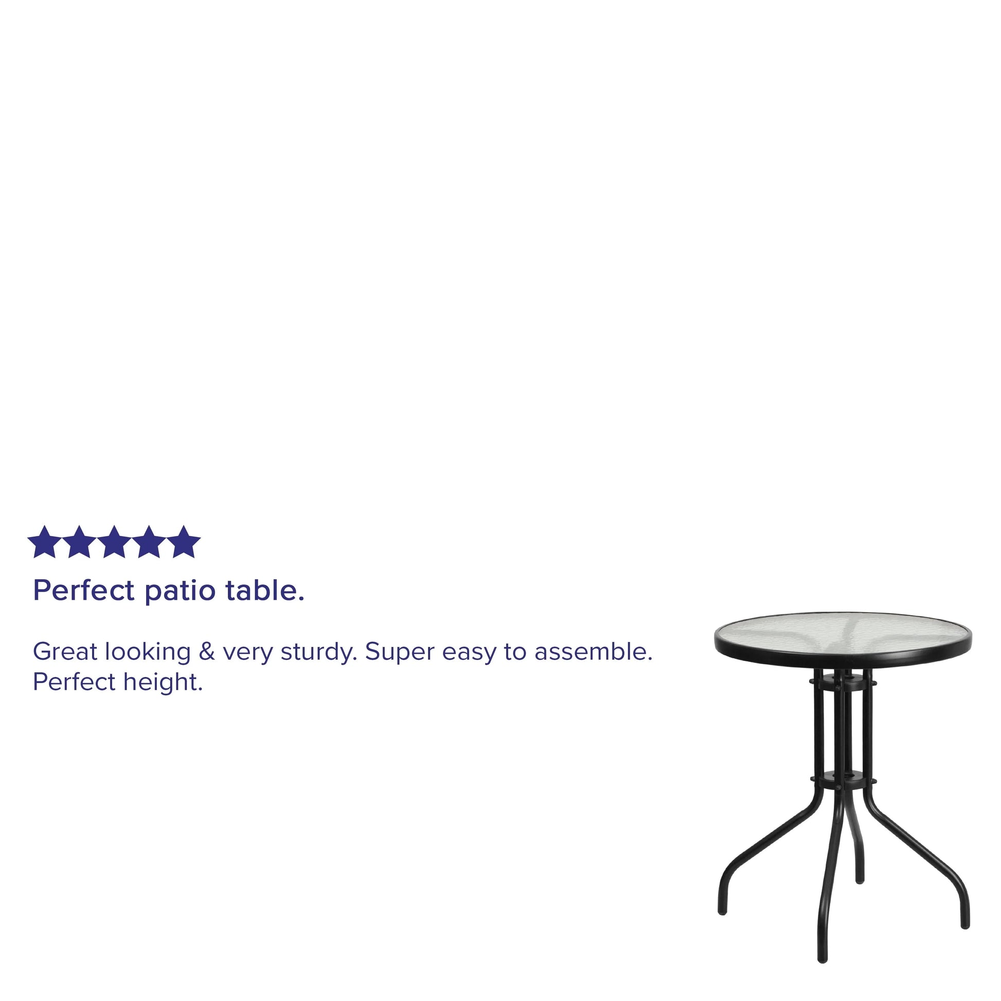 Emma + Oliver 23.75" Round Tempered Glass Metal Table