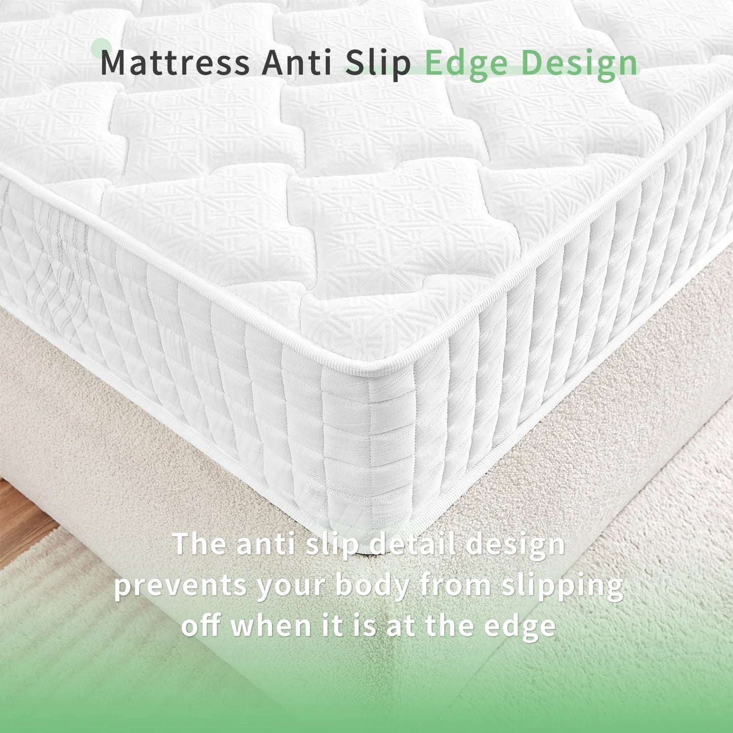 VFD 10 inch Hybrid Mattress, Twin, Fiberglass Free, Medium Firmness, Durable Support, Certified Safe Foams Fabric, Mattress in a Box, White