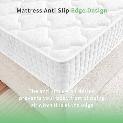 VFD 10 inch Hybrid Mattress, Twin, Fiberglass Free, Medium Firmness, Durable Support, Certified Safe Foams Fabric, Mattress in a Box, White