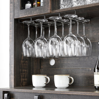 Faitaliicy Tall Farmhouse Bar Cabinet With Sliding Barn Door Rustic Buffet Cabinet Large Kitchen Buffet Liquor Cabinet With Wine And Glasses Rack Coffee Bar Sideboard Table For Kitchen Dining Room