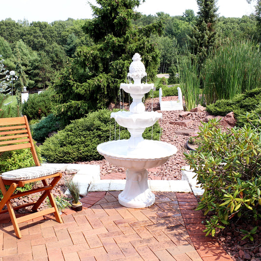 Sunnydaze 59"H Electric Fiberglass 3-Tier Welcome Pineapple Top Outdoor Water Fountain