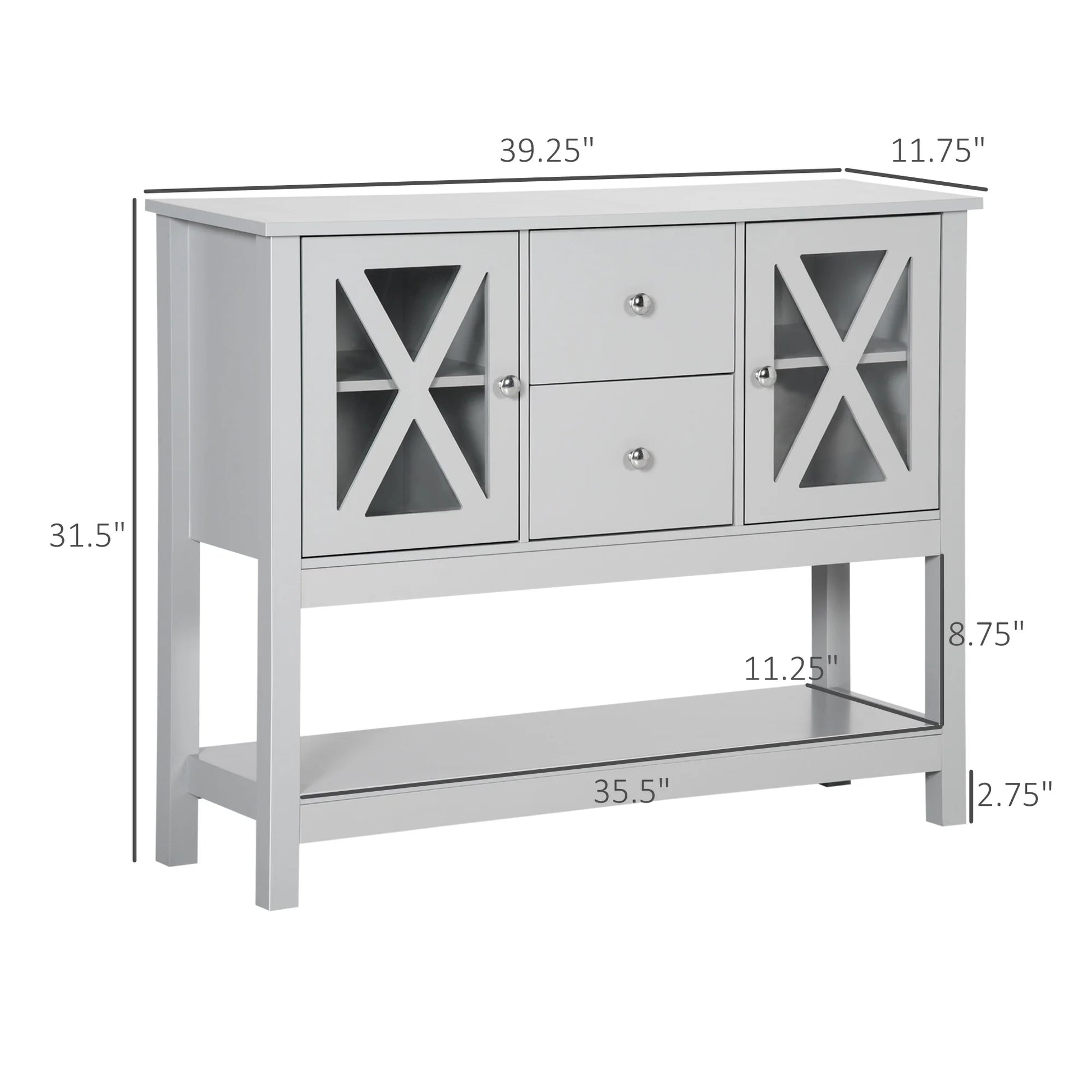 HOMCOM Coffee Bar Cabinet, Sideboard Buffet Cabinet, Kitchen Cabinet with Storage Drawers and Glass Door for Living Room, Entryway, White