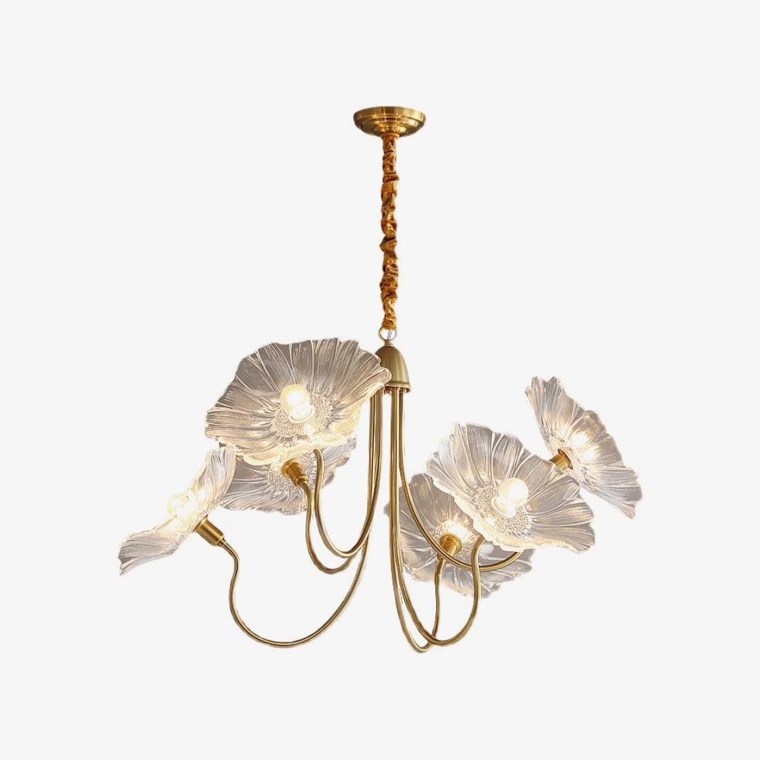 Lotus Leaf Glass Pendant Lights Fixtures Hanging Lamp,French Classic floral pendant Lighting Modern Nordic Chandeliers with 6-Lights,for Living Room Dining Room Bedroom