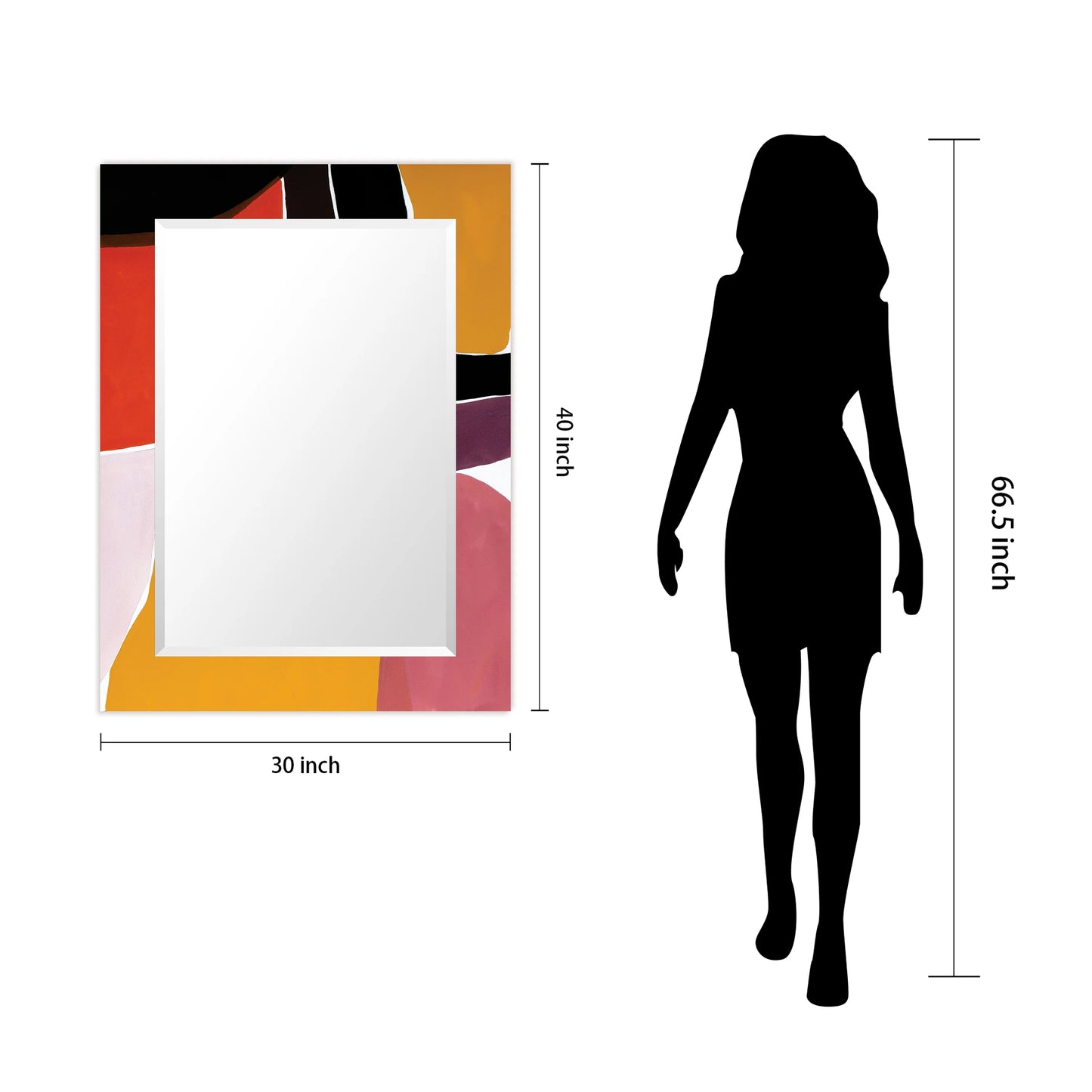 Empire Art Direct Finale Rectangular Beveled Mirror on Free Floating Printed Tempered Art Glass - Clear - 40" x 30"