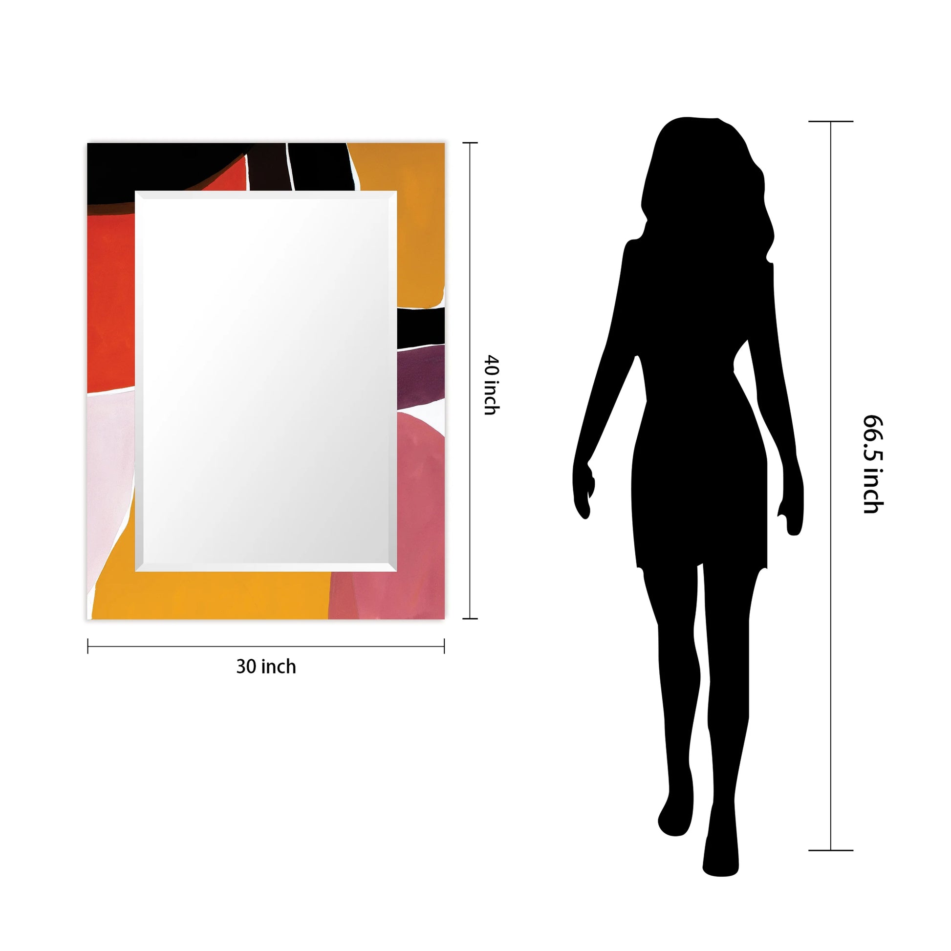 Empire Art Direct Finale Rectangular Beveled Mirror on Free Floating Printed Tempered Art Glass - Clear - 40" x 30"