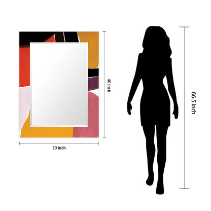 Empire Art Direct Finale Rectangular Beveled Mirror on Free Floating Printed Tempered Art Glass - Clear - 40" x 30"