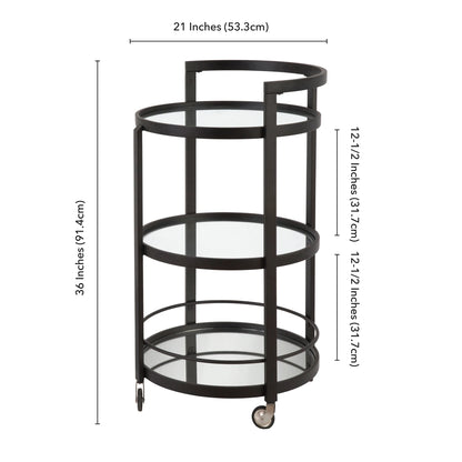 Evelyn& Zoe 21" Blackened Bronze Metal/Glass Bar Cart