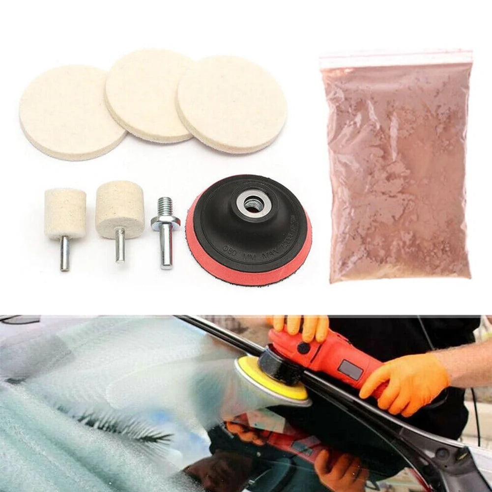 New 8X Cerium Oxide Glass Polishing Kit Windscreen Scratch Remover Felt Pad