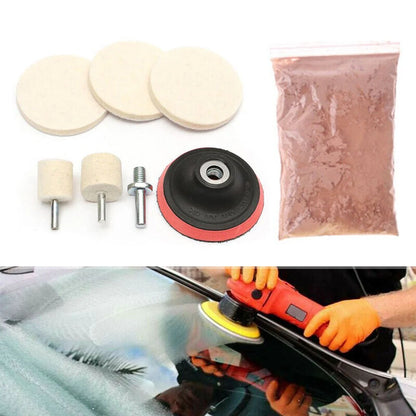 New 8X Cerium Oxide Glass Polishing Kit Windscreen Scratch Remover Felt Pad