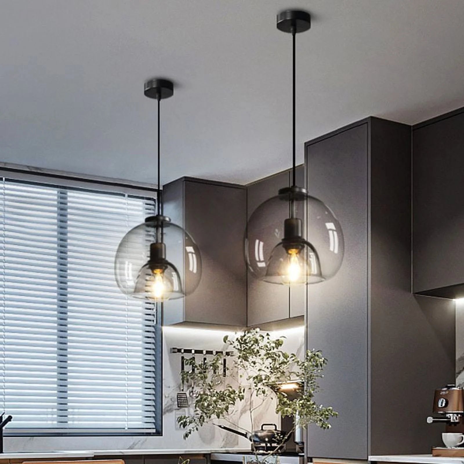 Arturesthome Black Spherical Glass Pendant Light