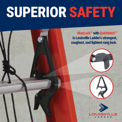 Louisville Ladder 24-Foot Fiberglass Extension Ladder, 300-Pound Load Capacity, Type IA, L-3022-24PT