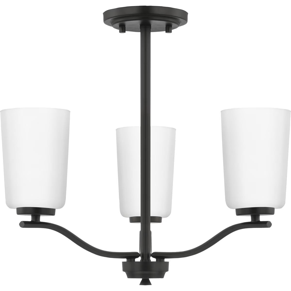 Adley Collection Three-Light Satin Brass Etched White Glass New Traditional Semi-Flush Convertible Light