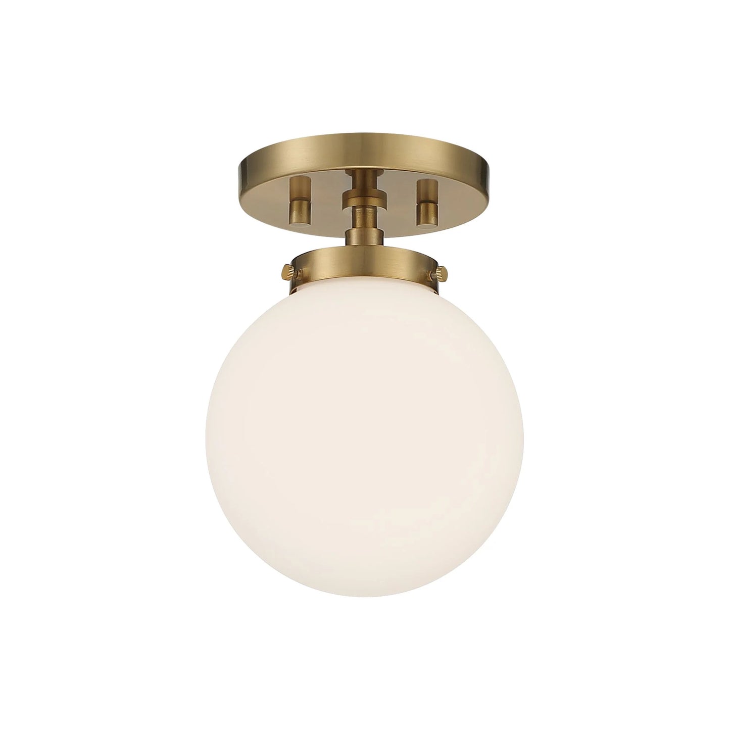 Possini Euro Design Jilly Modern Ceiling Light Semi Flush Mount Fixture 6 3/4" Wide Warm Antique Brass White Glass Globe Shade for Bedroom Living Room
