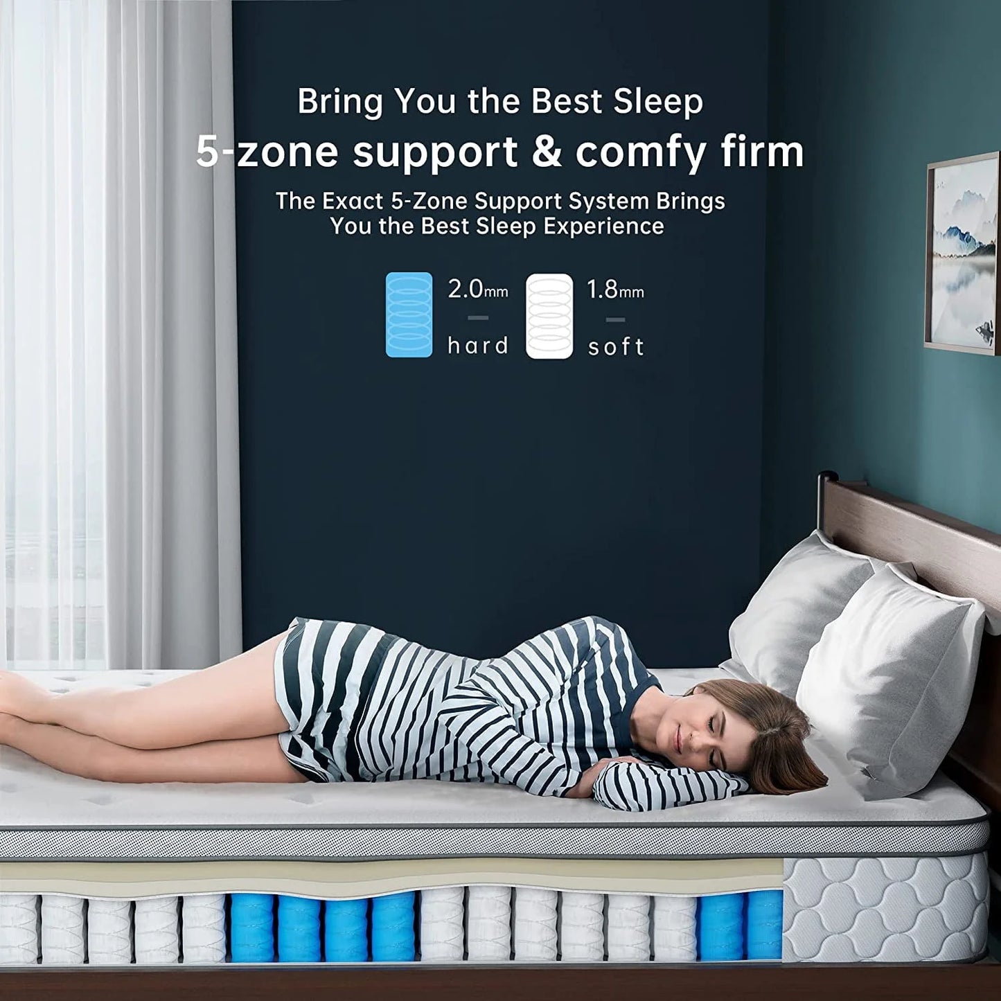 Size Mattress, Serweet 12 Inch Gel Memory Foam Hybrid Mattress in a Box, Fiberglass Free, Breathable Bed Mattress for Cooler Sleep Supportive & Pressure Relief, Medium Firm Feel