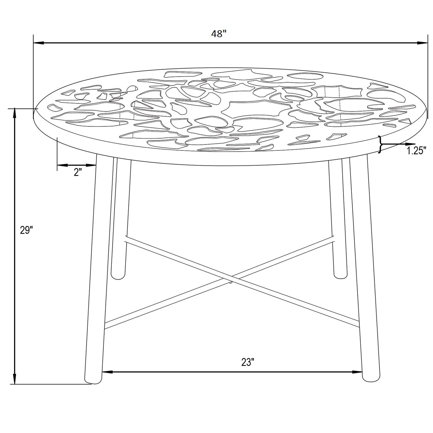 LeisureMod Dining Table in Aluminum with Tempered Glass Top and Floral Cutout Design Painted Finish Indoor and Outdoor Use for Modern Home, Patio, Backyard, Living Room Devon Collection in Brown