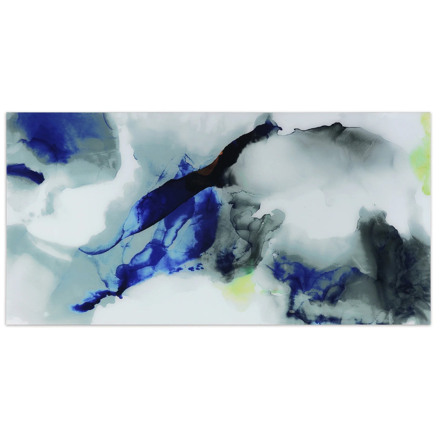 Empire Art Direct Blue Splash Frameless Free Floating Tempered Glass Panel Graphic Wall Art, 72" x 36", Ready to Hang