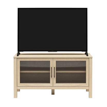 Mainstays Glass Door TV Stand for TVs up to 55", Spring Pine