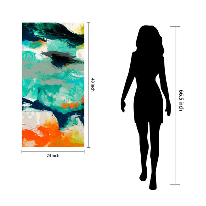 Empire Art Direct Tidal Abstract 2 Frameless Free Floating Tempered Glass Panel Graphic Wall Art, 24" x 48" x 0.2", Ready to Hang