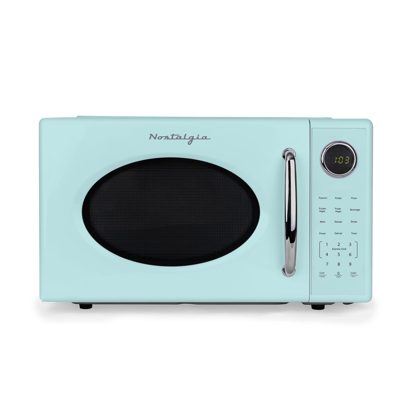 Nostalgia Retro Microwave Oven - 1.1 Cu Ft & 1000-Watt Countertop Size with Glass Turntable, Child Safety Lock, 8 Auto-Cook Programs & Digital Clock - Black