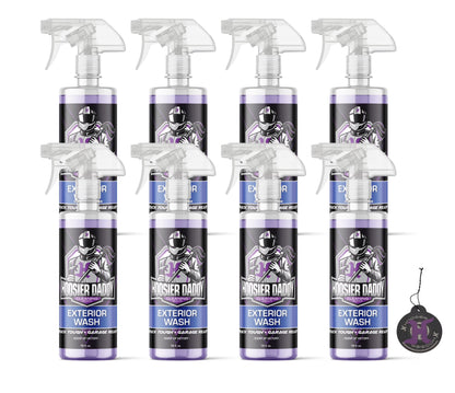 Hoosier Daddy 16oz Car Exterior Cleaner Concentrate - Removes Dirt, Bugs, & Road Grime - Safe for Paint, Glass, & Chrome - Dilutes for Multiple Uses(8-Pack)