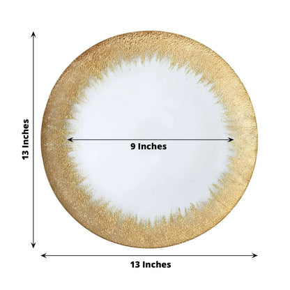 Efavormart 8 Pack - 13" Gold Glass Charger Plates Reusable Rim Charger Plates Spray Design Plates - Perfect for Wedding , Party Decorations, Banquet, Upscale Occasions, Birthday Celebrations