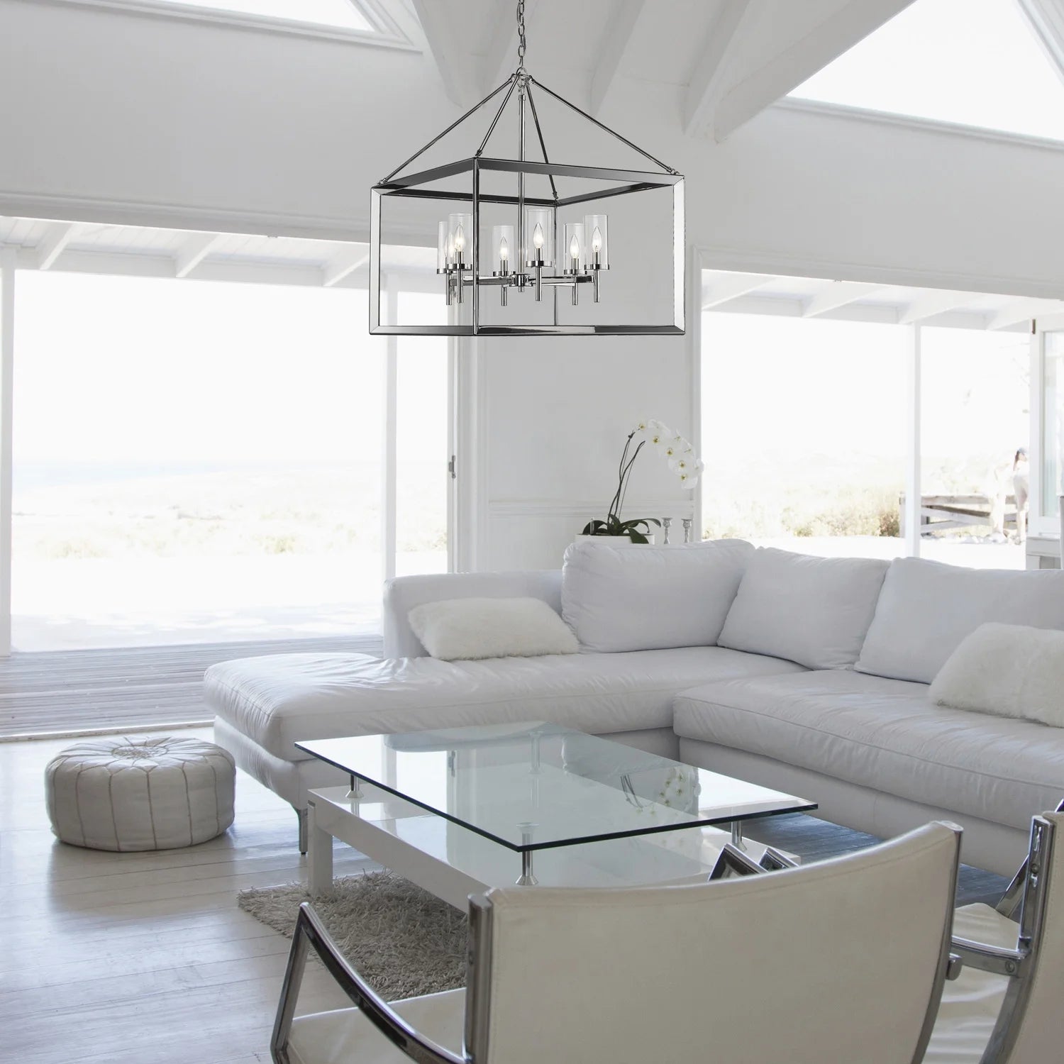 Golden Lighting Smyth 6-Light Chandelier in Chrome with Clear Glass