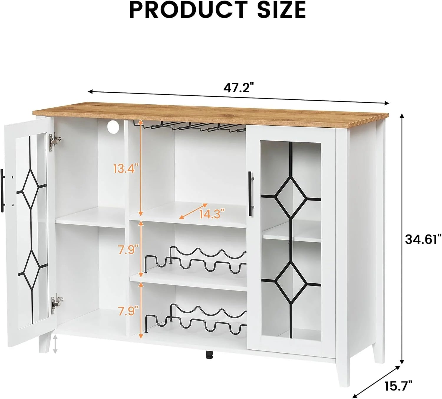 FOLDLIFE Wine Bar Cabinet with LED Lights, Liquor Cabinet Bar with Storage Cabinet, Coffee Cabinet with Bottles and Glass Rack, Buffet Sideboard with Storage Cabinet& Drawers,Dark Grey