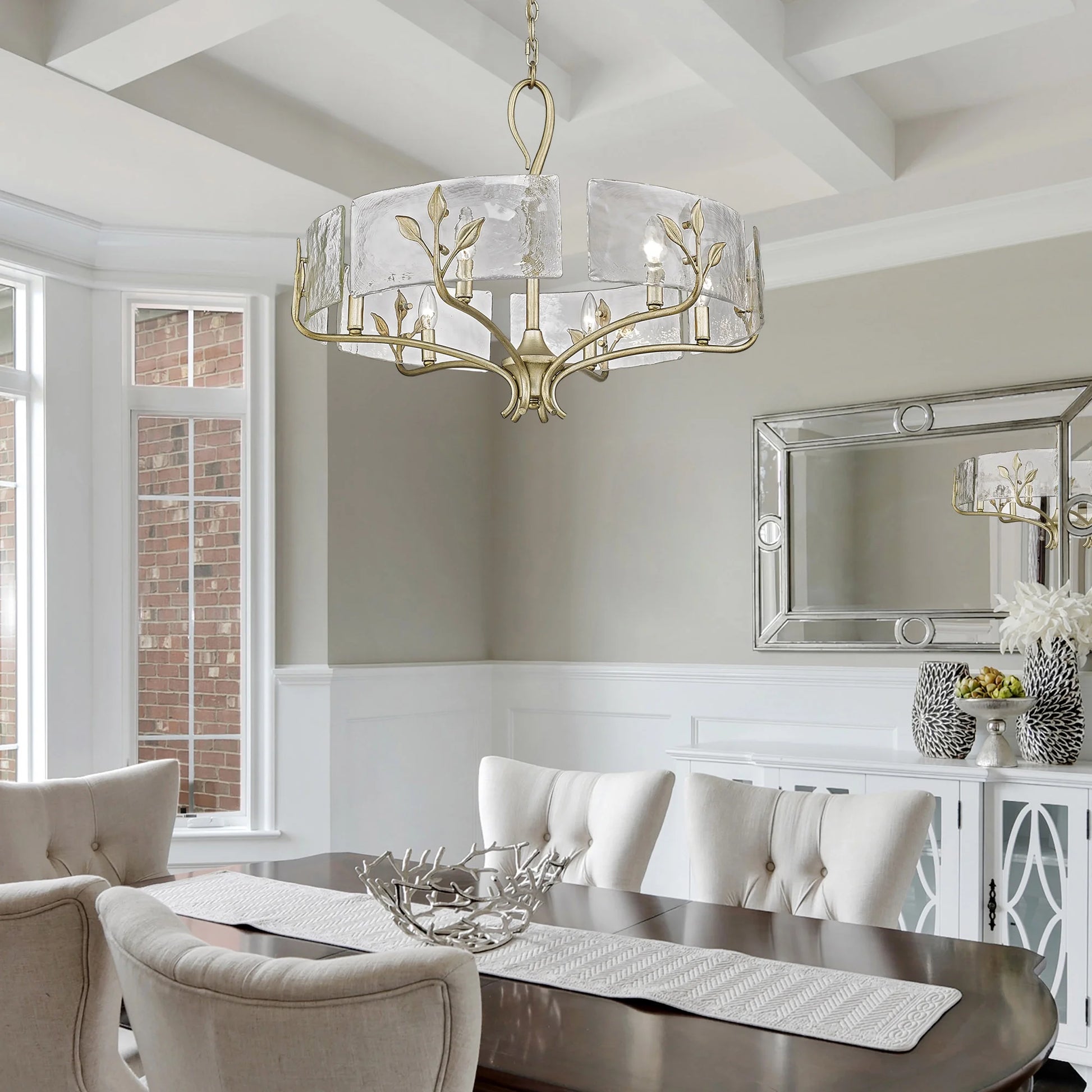 Calla 6-Light Chandelier in Natural Black with Hammered Water Glass