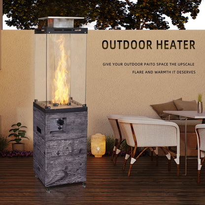 Glass Top + Terrafab Base Fire Heater Internal Gas Tank KD Column