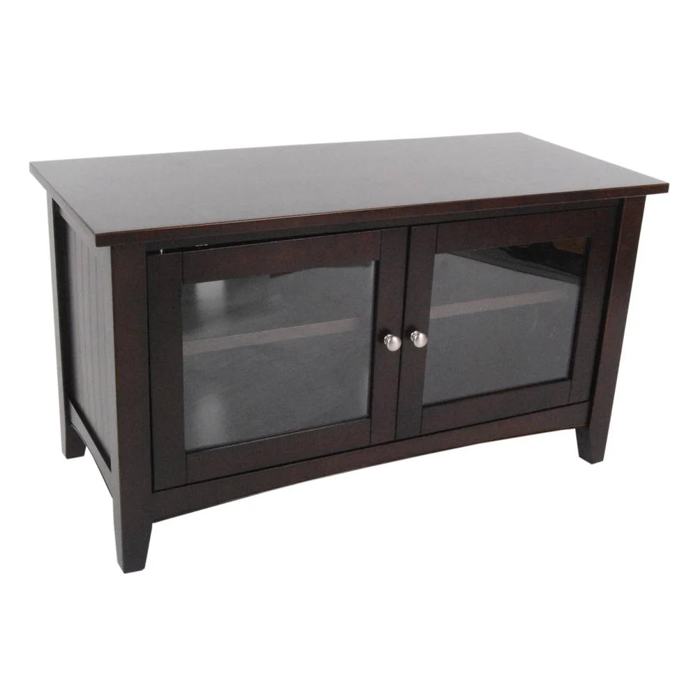 Alaterre Furniture Shaker Cottage 36" TV Stand, Storage Glass Cabinet, Accent Living Room Furniture, Black